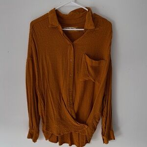 We The Free Button-Down Top in Rust Brown